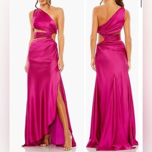 Cutout One-Shoulder Satin Gown